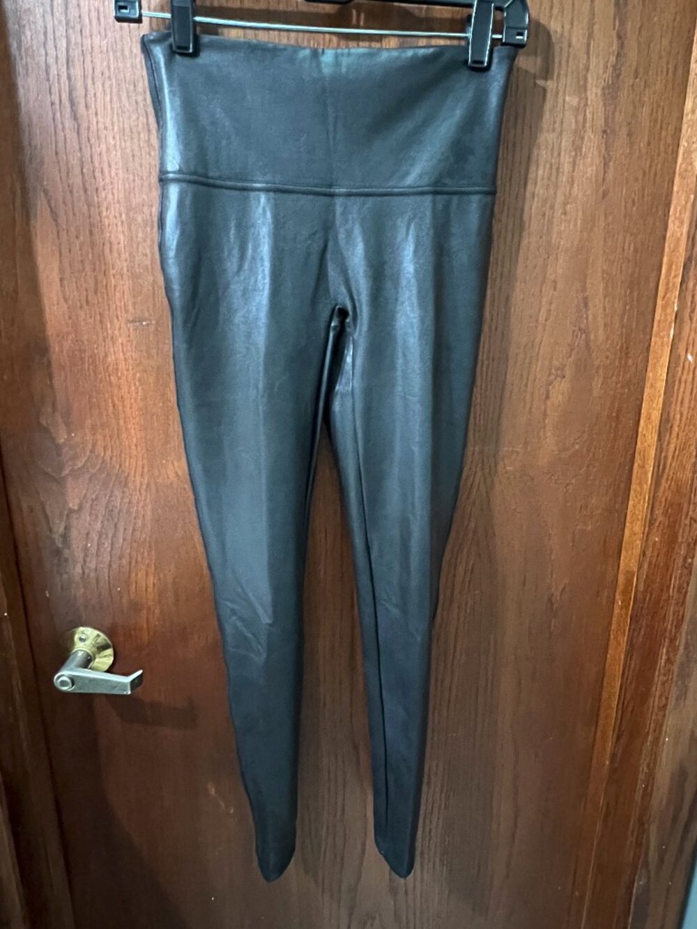 Spanx Petite Black Faux-Leather Tight